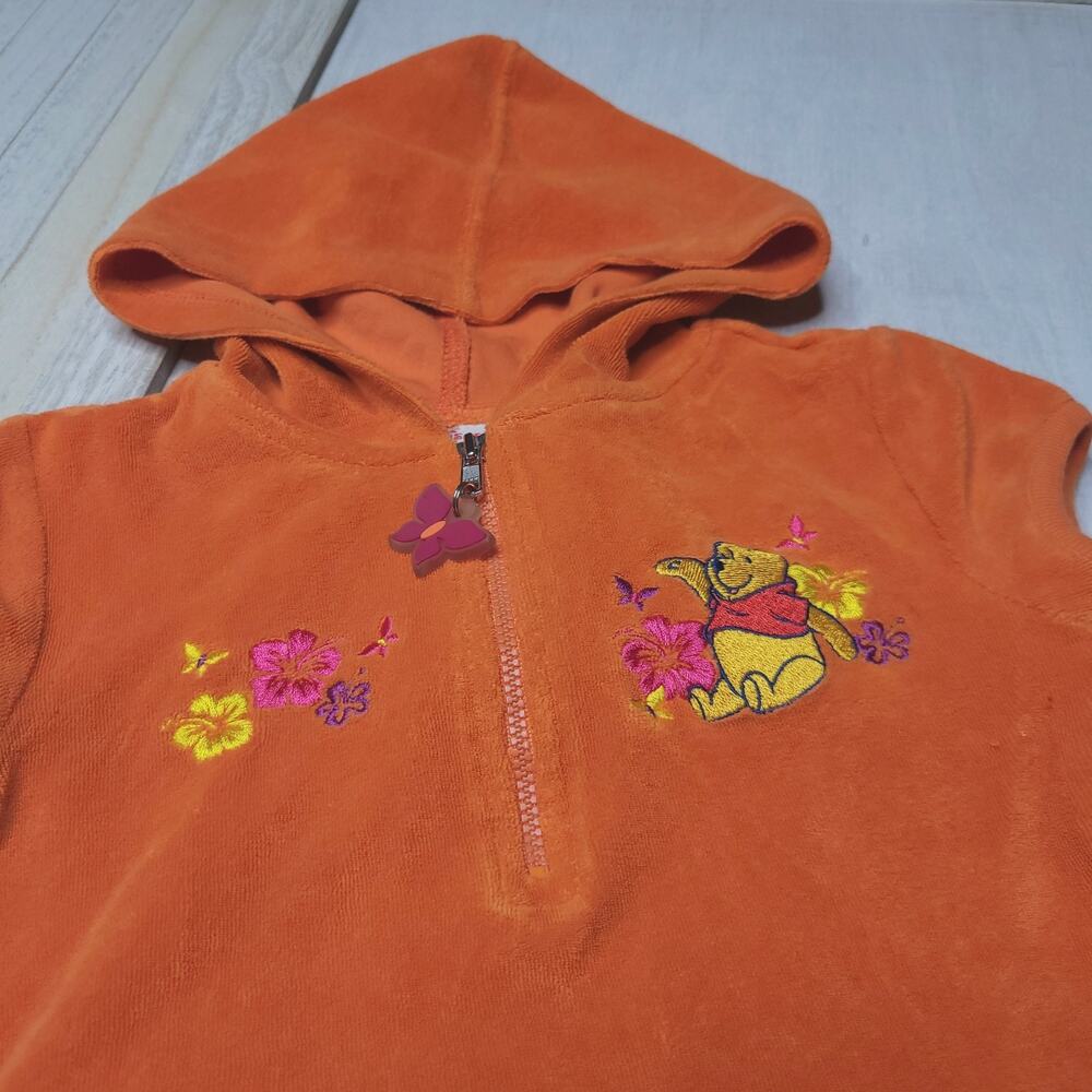 💛3/$15 Disney Winnie the Pooh Terry Hooded Zip Up Sz 2/3 Swim Cover Kids 2 3